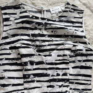 Milly Black and White Striped Sleeveless Top